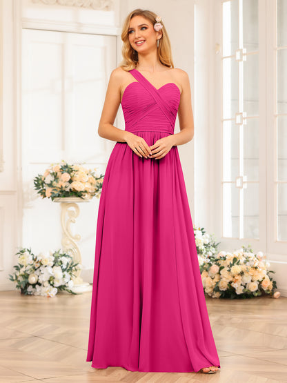 Forme Princesse Une épaule Longue Robes de soirée de mariage avec Côté fendu