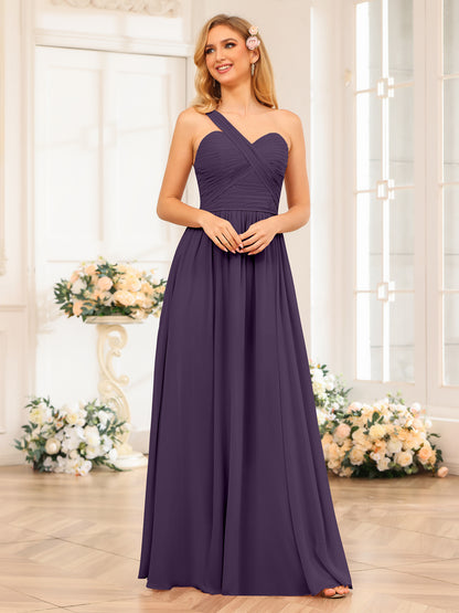 Forme Princesse Une épaule Longue Robes de soirée de mariage avec Côté fendu