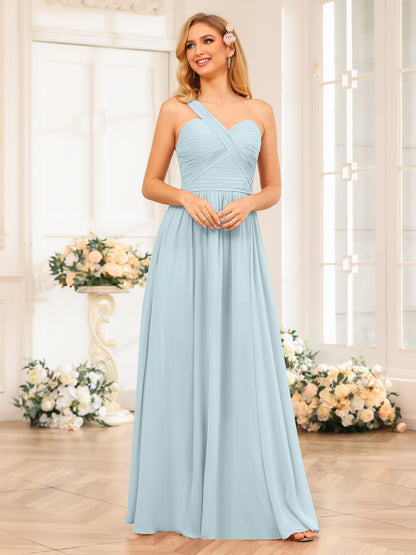 Forme Princesse Une épaule Longue Robes de soirée de mariage avec Côté fendu