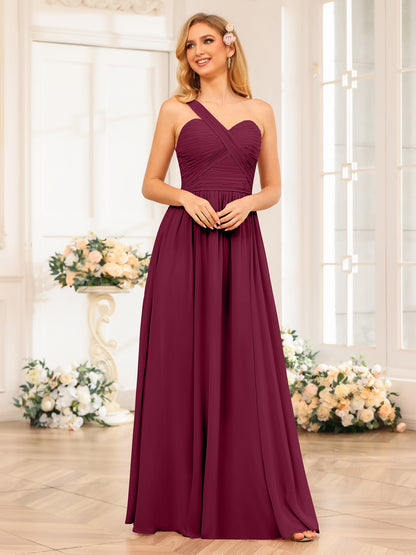 Forme Princesse Une épaule Longue Robes de soirée de mariage avec Côté fendu