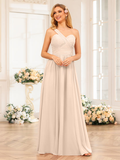 Forme Princesse Une épaule Longue Robes de soirée de mariage avec Côté fendu