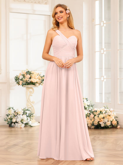 Forme Princesse Une épaule Longue Robes de soirée de mariage avec Côté fendu