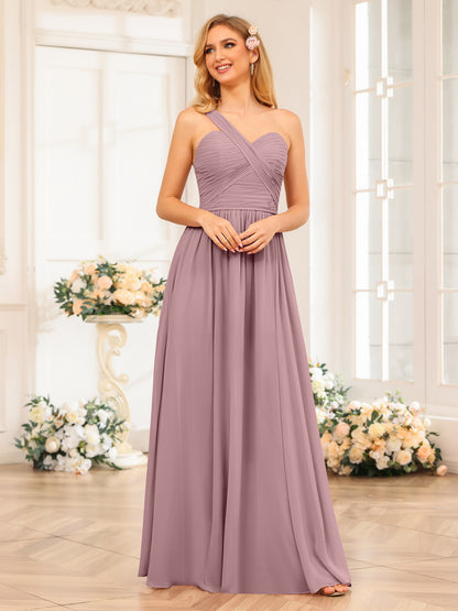 Forme Princesse Une épaule Longue Robes de soirée de mariage avec Côté fendu