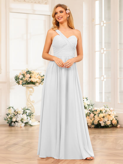 Forme Princesse Une épaule Longue Robes de soirée de mariage avec Côté fendu