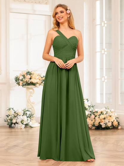 Forme Princesse Une épaule Longue Robes de soirée de mariage avec Côté fendu