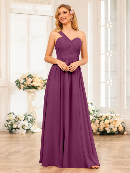 Forme Princesse Une épaule Longue Robes de soirée de mariage avec Côté fendu