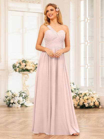 Forme Princesse Une épaule Longue Robes de soirée de mariage avec Côté fendu
