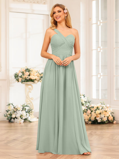 Forme Princesse Une épaule Longue Robes de soirée de mariage avec Côté fendu
