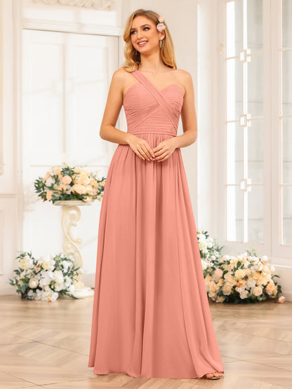 Forme Princesse Une épaule Longue Robes de soirée de mariage avec Côté fendu
