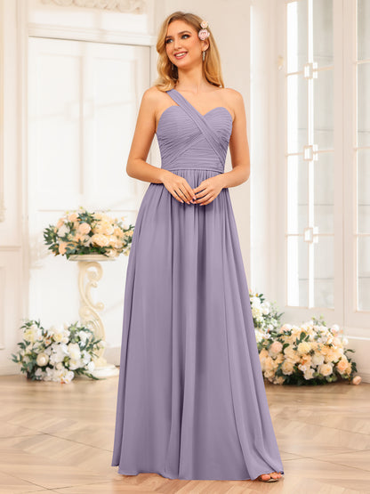 Forme Princesse Une épaule Longue Robes de soirée de mariage avec Côté fendu