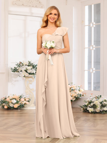 Forme Princesse Une épaule Longue Robes de soirée de mariage avec Côté fendu