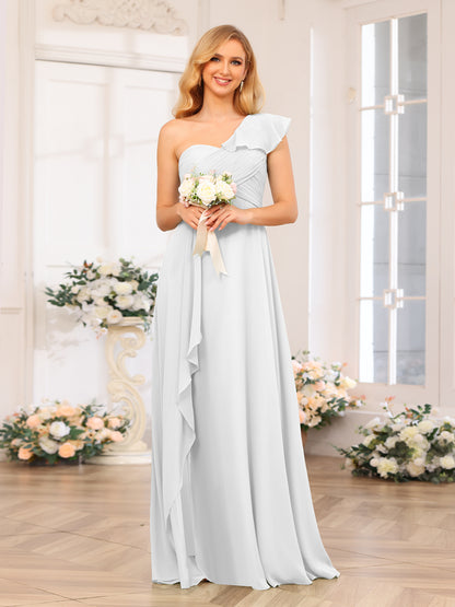 Forme Princesse Une épaule Longue Robes de soirée de mariage avec Côté fendu