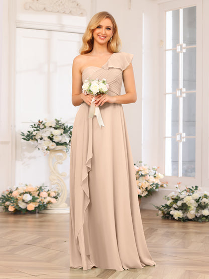 Forme Princesse Une épaule Longue Robes de soirée de mariage avec Côté fendu