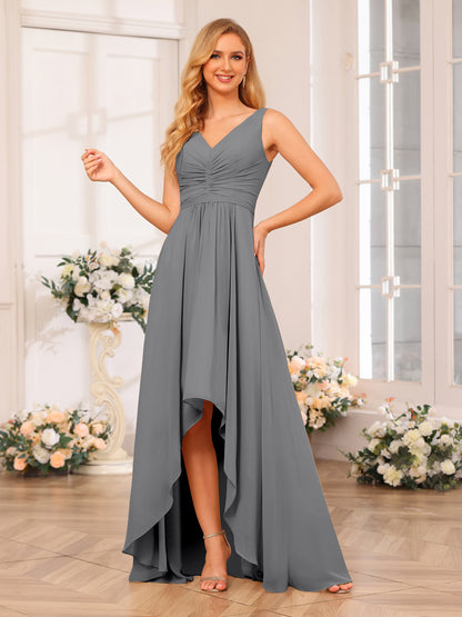 Forme Princesse Col V Longue Robes de soirée de mariage avec poches