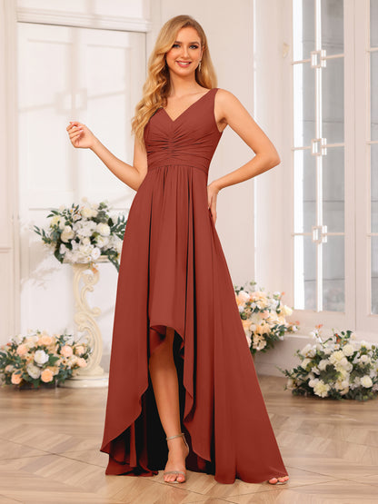 Forme Princesse Col V Longue Robes de soirée de mariage avec poches