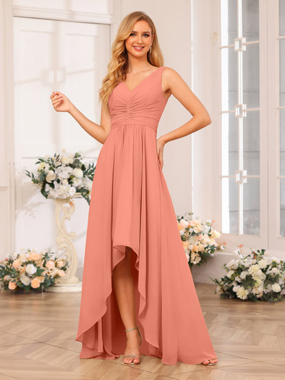 Forme Princesse Col V Longue Robes de soirée de mariage avec poches