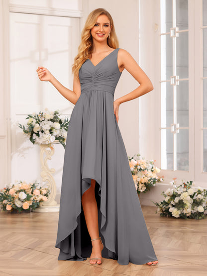 Forme Princesse Col V Longue Robes de soirée de mariage avec poches