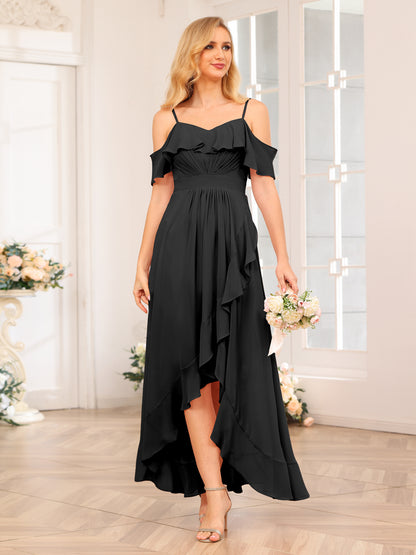 Forme Princesse Bretelles spaghetti Longue Robes de soirée de mariage avec Volants