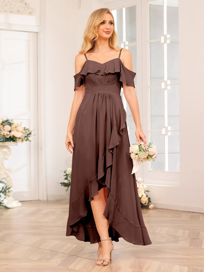 Forme Princesse Bretelles spaghetti Longue Robes de soirée de mariage avec Volants