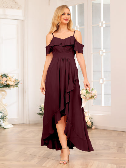 Forme Princesse Bretelles spaghetti Longue Robes de soirée de mariage avec Volants