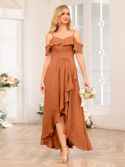 Forme Princesse Bretelles spaghetti Longue Robes de soirée de mariage avec Volants