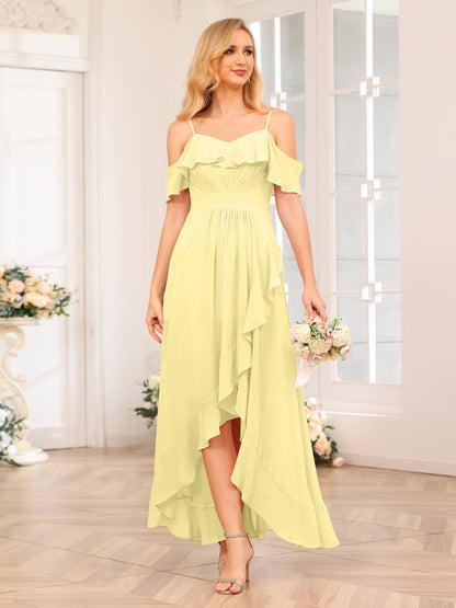 Forme Princesse Bretelles spaghetti Longue Robes de soirée de mariage avec Volants