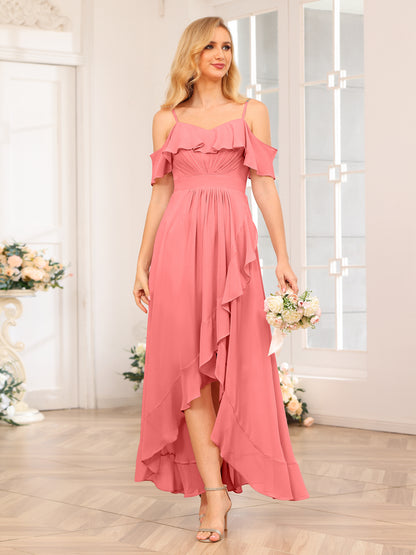 Forme Princesse Bretelles spaghetti Longue Robes de soirée de mariage avec Volants