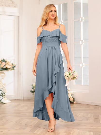 Forme Princesse Bretelles spaghetti Longue Robes de soirée de mariage avec Volants