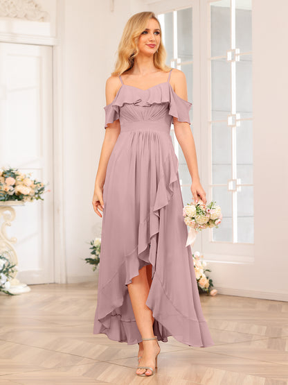 Forme Princesse Bretelles spaghetti Longue Robes de soirée de mariage avec Volants