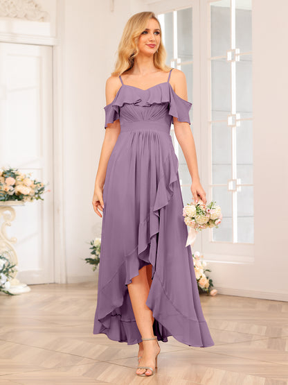 Forme Princesse Bretelles spaghetti Longue Robes de soirée de mariage avec Volants