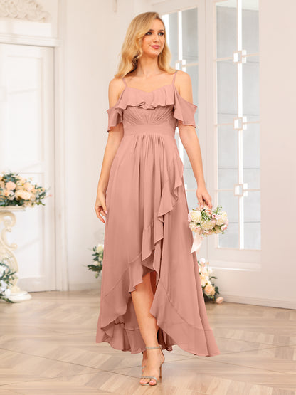 Forme Princesse Bretelles spaghetti Longue Robes de soirée de mariage avec Volants