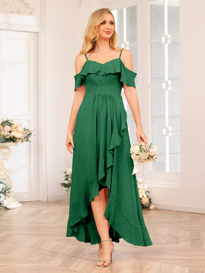 Forme Princesse Bretelles spaghetti Longue Robes de soirée de mariage avec Volants