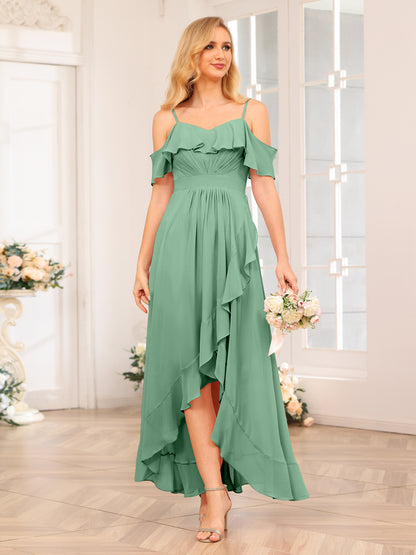 Forme Princesse Bretelles spaghetti Longue Robes de soirée de mariage avec Volants
