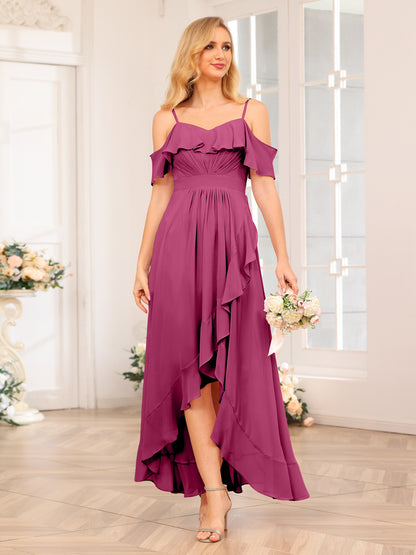 Forme Princesse Bretelles spaghetti Longue Robes de soirée de mariage avec Volants