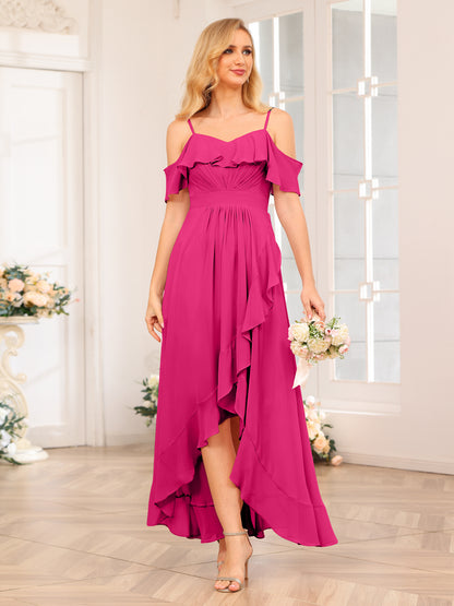 Forme Princesse Bretelles spaghetti Longue Robes de soirée de mariage avec Volants