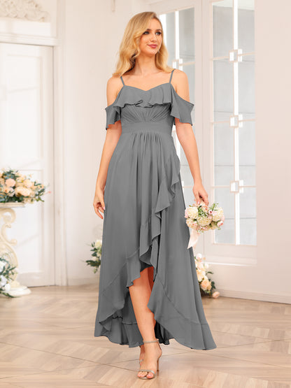 Forme Princesse Bretelles spaghetti Longue Robes de soirée de mariage avec Volants
