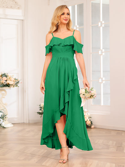Forme Princesse Bretelles spaghetti Longue Robes de soirée de mariage avec Volants