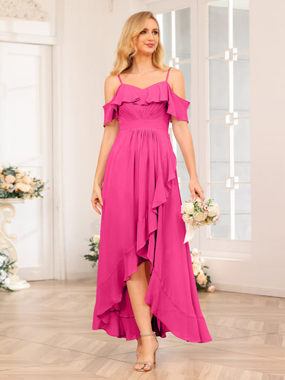 Forme Princesse Bretelles spaghetti Longue Robes de soirée de mariage avec Volants