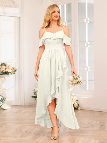 Forme Princesse Bretelles spaghetti Longue Robes de soirée de mariage avec Volants