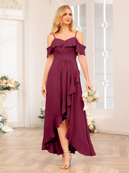 Forme Princesse Bretelles spaghetti Longue Robes de soirée de mariage avec Volants