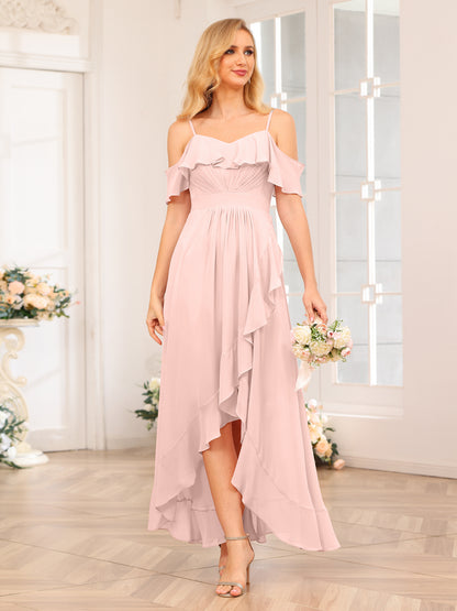 Forme Princesse Bretelles spaghetti Longue Robes de soirée de mariage avec Volants