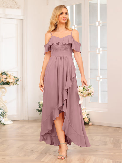 Forme Princesse Bretelles spaghetti Longue Robes de soirée de mariage avec Volants