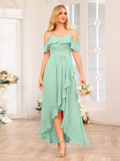 Forme Princesse Bretelles spaghetti Longue Robes de soirée de mariage avec Volants
