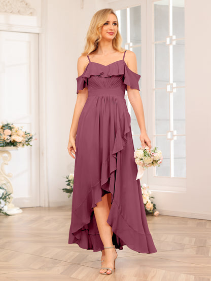 Forme Princesse Bretelles spaghetti Longue Robes de soirée de mariage avec Volants