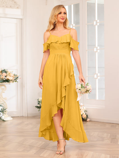 Forme Princesse Bretelles spaghetti Longue Robes de soirée de mariage avec Volants