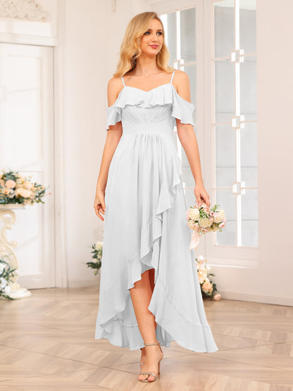 Forme Princesse Bretelles spaghetti Longue Robes de soirée de mariage avec Volants