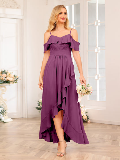 Forme Princesse Bretelles spaghetti Longue Robes de soirée de mariage avec Volants