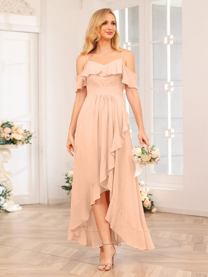 Forme Princesse Bretelles spaghetti Longue Robes de soirée de mariage avec Volants