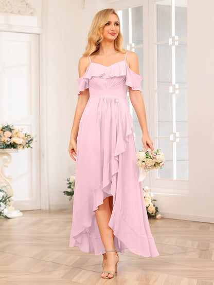 Forme Princesse Bretelles spaghetti Longue Robes de soirée de mariage avec Volants