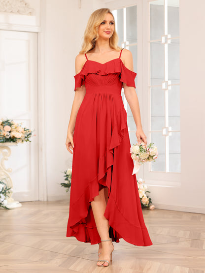 Forme Princesse Bretelles spaghetti Longue Robes de soirée de mariage avec Volants